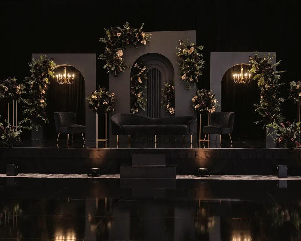 Noir Floral Wedding Stage